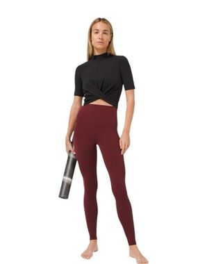 Lululemon Wrap Front Mock Neck Short Sleeve Crop Top in Black PTP 13 Inches